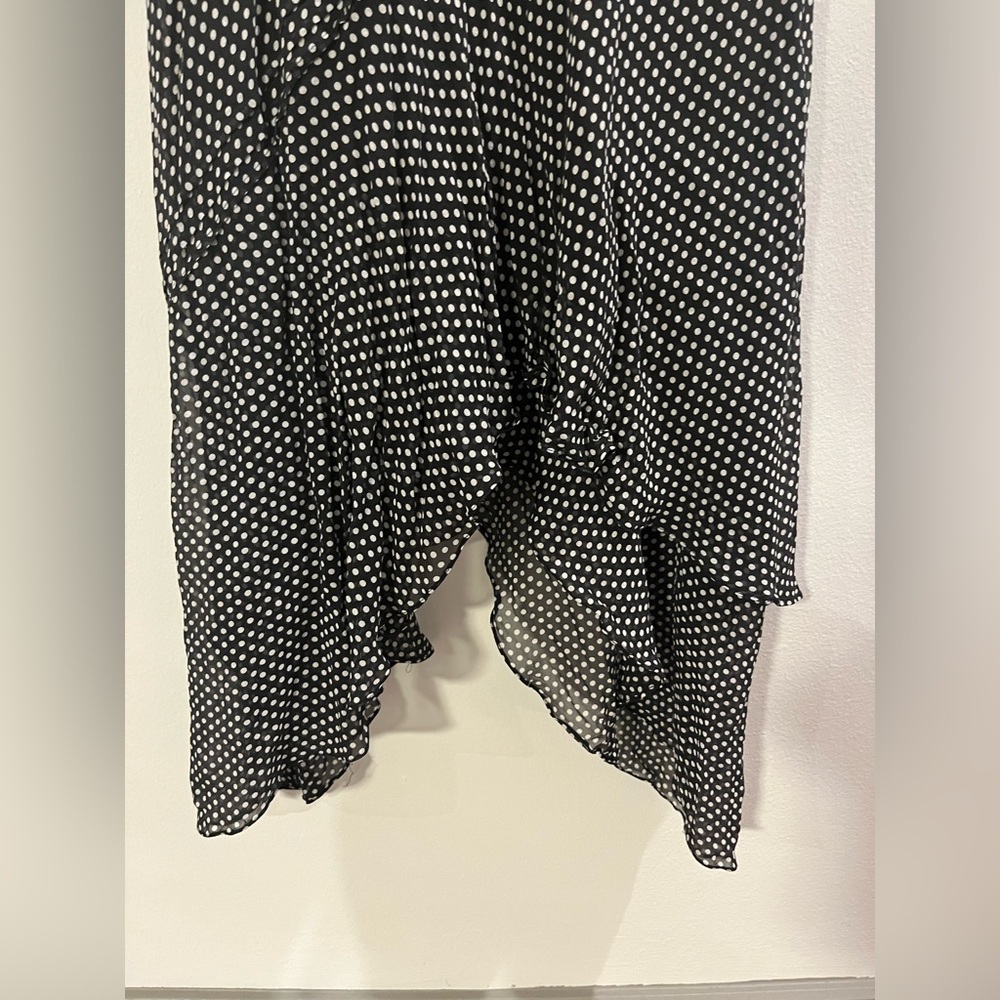 100% Silk Vintage Y2K Adrianna Papell Black and White Polka Dot Dress - Size 8 - Picture 5 of 7